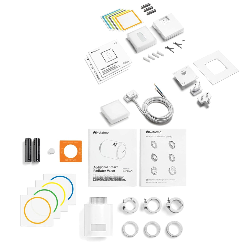 Smart Thermostat Pack + 3 teste termostatiche connesse e intelligenti, Wifi, controllo remoto tramite App, compatibile con il riscaldamento individuale, NBU-NTH-NAV-EU
