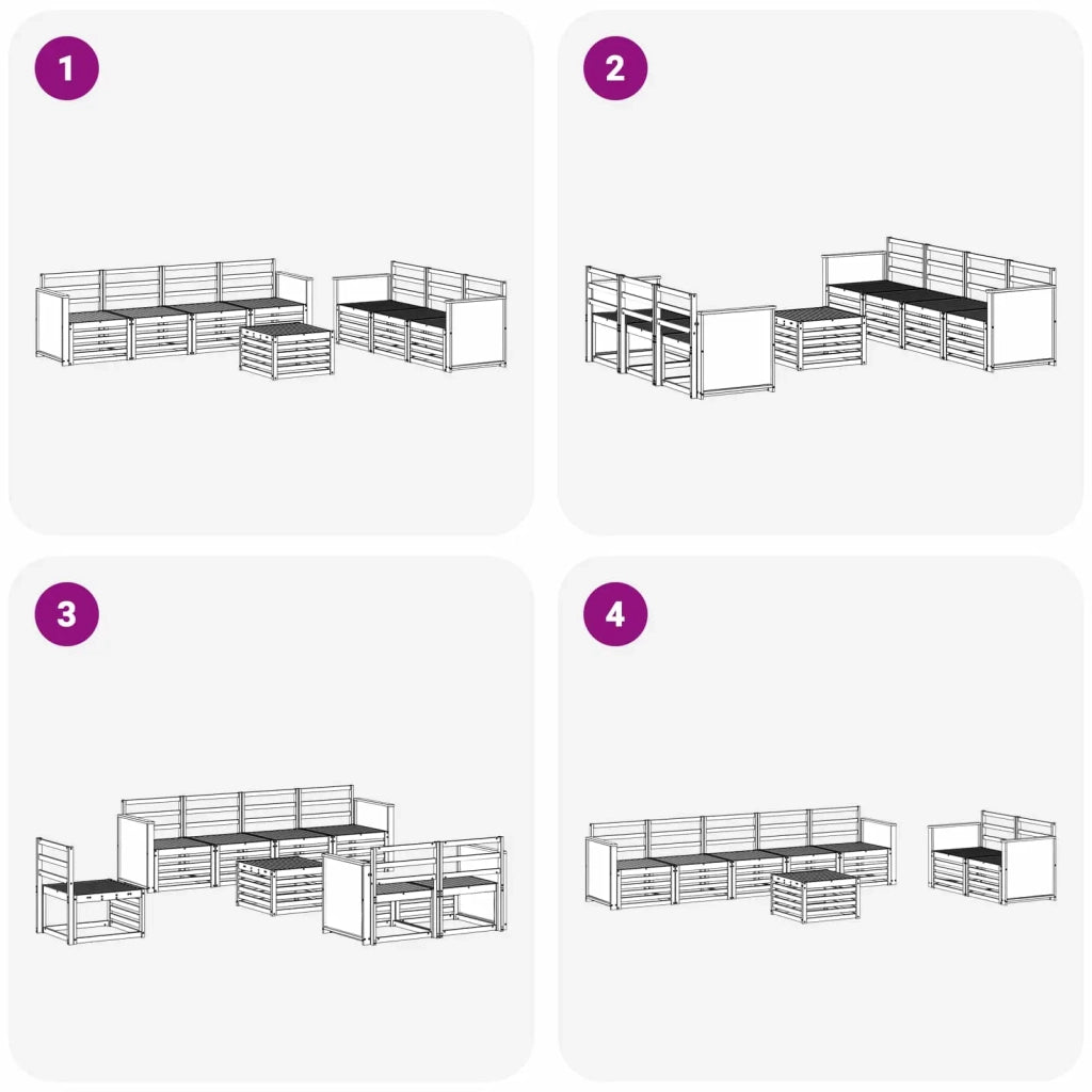 Set divani 8 pcs Legno di Acacia Massello 3384110