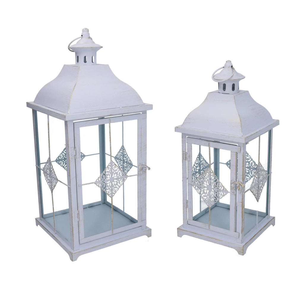 Lanterna metallo 1-2 bianco opaco dorato quadro cm22x22h51