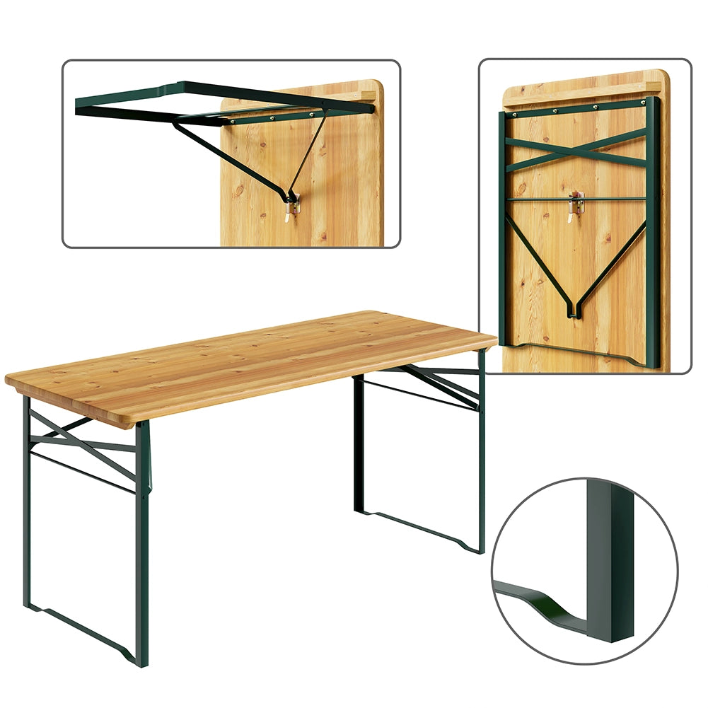 Set Birreria con 2 Panche e Tavolo Pieghevole Seduta con Schienale Salvaspazio