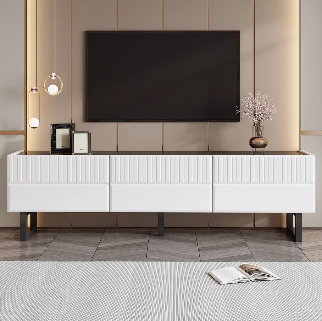 Mobile TV minimalista nero e bianco con cassetti, 170 x 35 x 47 cm