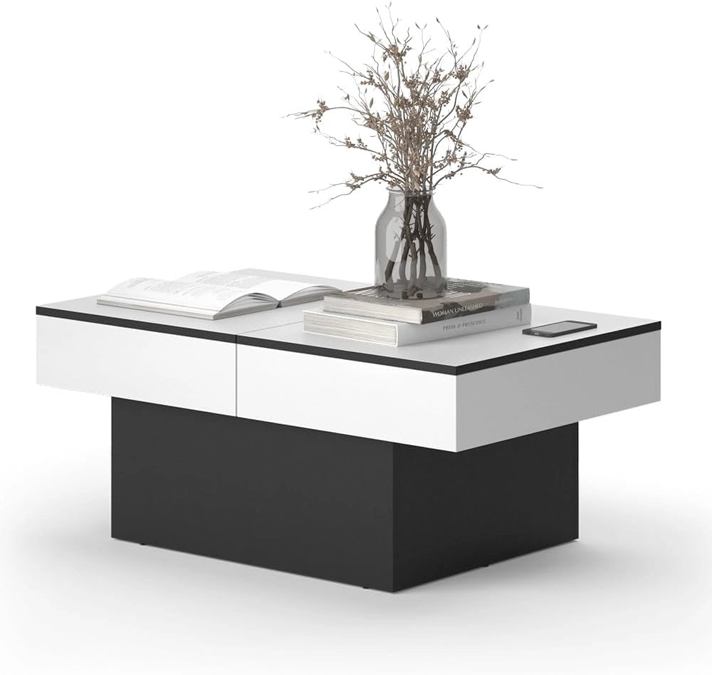 Tavolino salotto Boto, Nero, 95 x 58 cm Estensibile