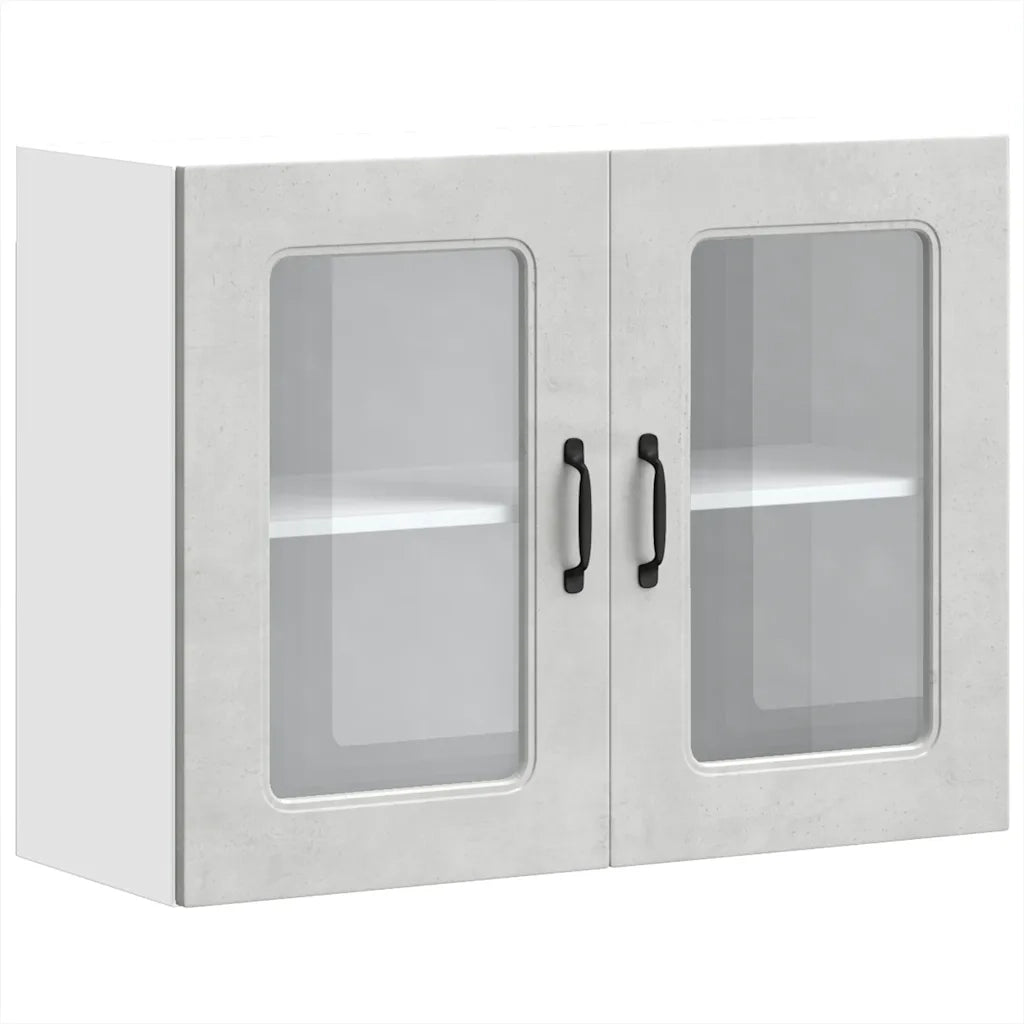 Pensile da Cucina con Porta in Vetro Kalmar Grigio Cemento 853611