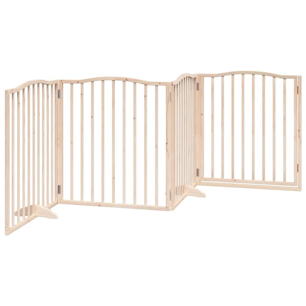 Cancelletto di sicurezza per cani con porta in legno di pioppo marrone a 4 pannelli 02_0023305