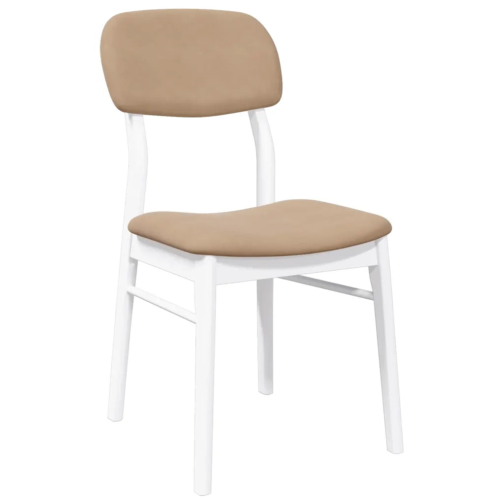 Sedie da Pranzo con Cuscini 2 pz Bianco Legno Massello di Hevea