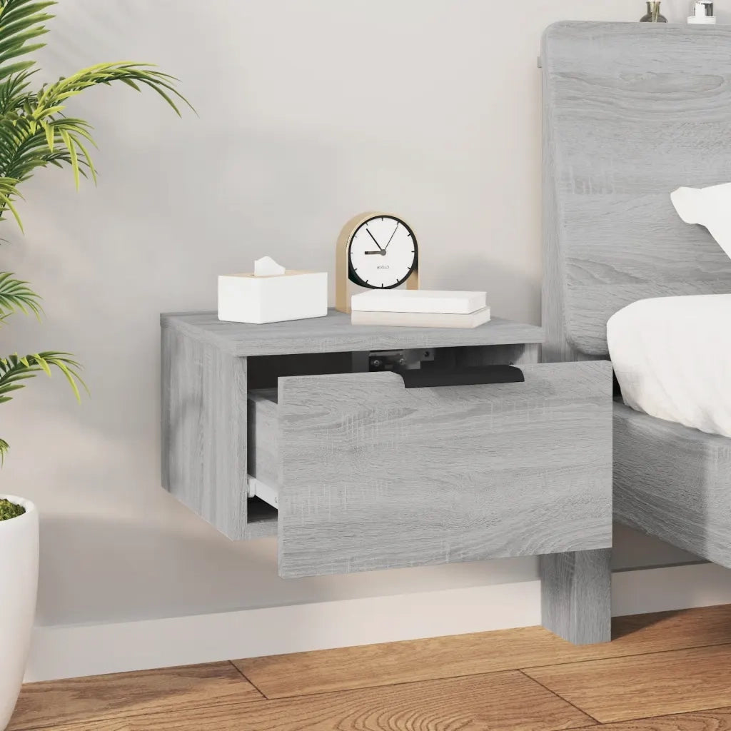 Comodino | Armadio da Notte | Mobiletto da notte a Muro Grigio Sonoma 34x30x20 cm