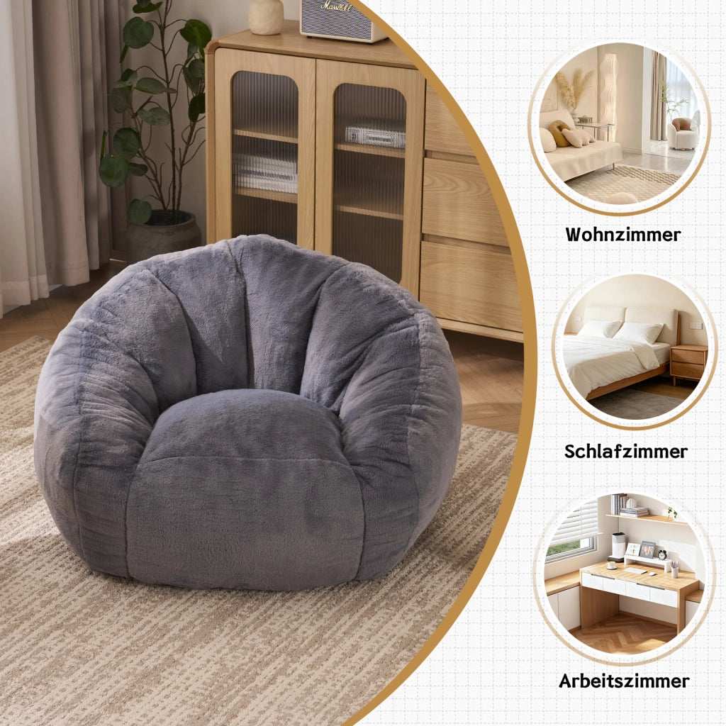 Pouf con schiuma memory e ampio supporto per schiena e zona lombare senza montaggio per adulti in poliestere grigio