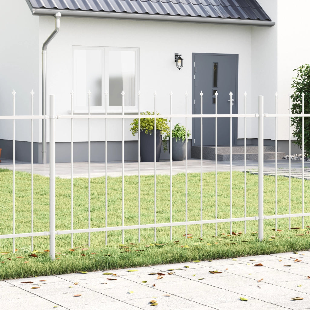 Recinzione da Giardino  con Punta a Lancia Bianca 1,7x1,2 m Acciaio