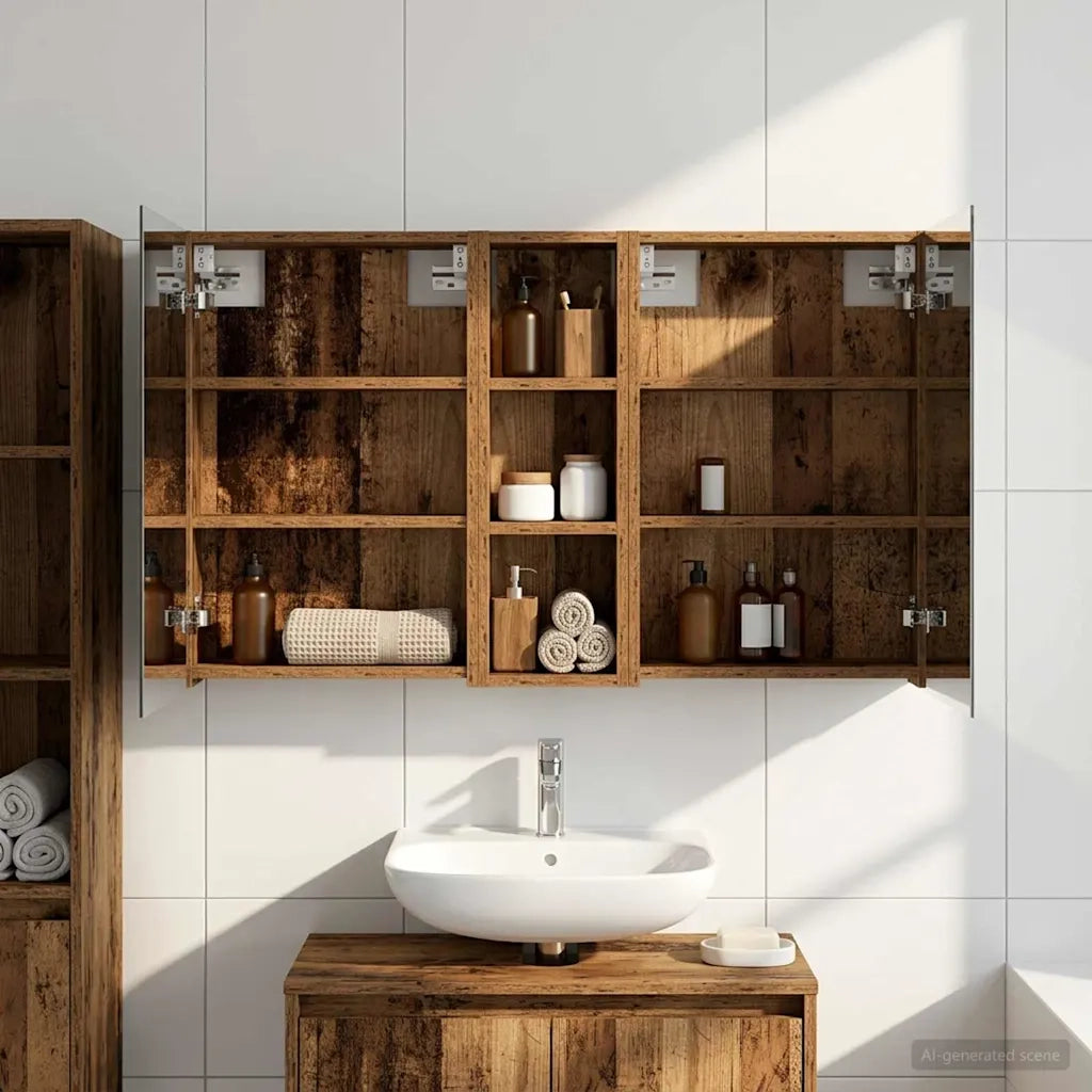 Set di Armadi da Bagno con porta 3 pcs 100 x 10,5 x 60,5 cm 3403702