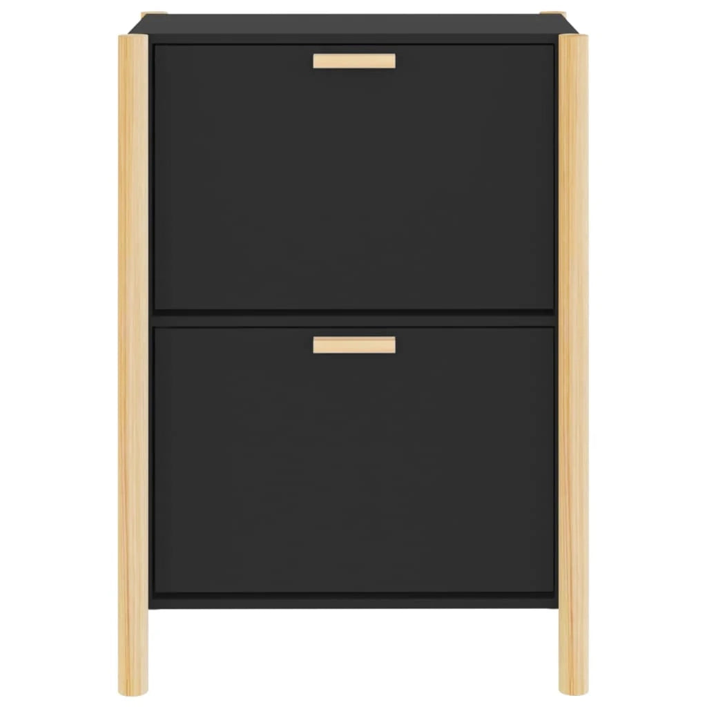 Scarpiera mobiletto portascarpe mobile per ingresso/corridoio/soggiorno 57,5 ​​x 33 x 80 cm legno ingegnerizzato nero 02_0021981