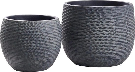 Set di vasi ceramici per piante - Vasi per interni ed esterni - 2 pezzi - nero - ceramico