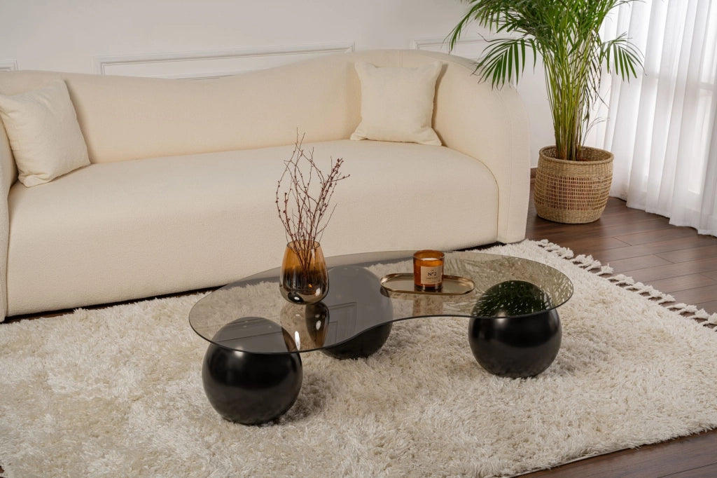 Tavolino in vetro "Sphere" - 120 x 70 x 30 cm - Nero