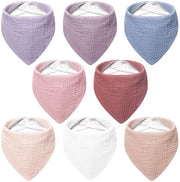 Scialletti per Bambini, Fazzoletti Quadrati in Muslin, 100% Cotone, Adattabili, 8 Pezzi
