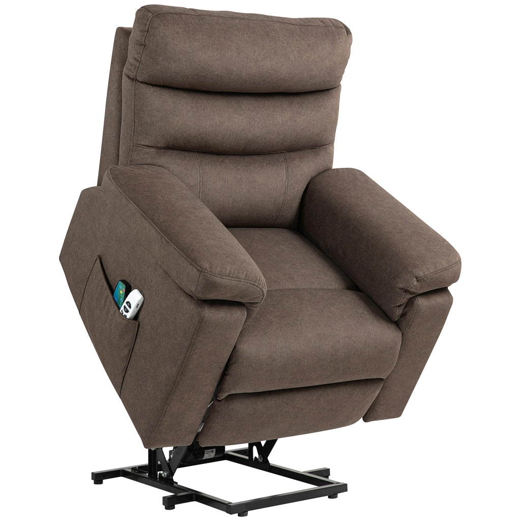 EasyComfort Poltrona Alzapersona Reclinabile Massaggiante e Riscaldante con Doppio Motore, Marrone Scuro