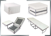 Pouf letto a scomparsa, letto richiubibile in microfibra bianco Sicorage Elly