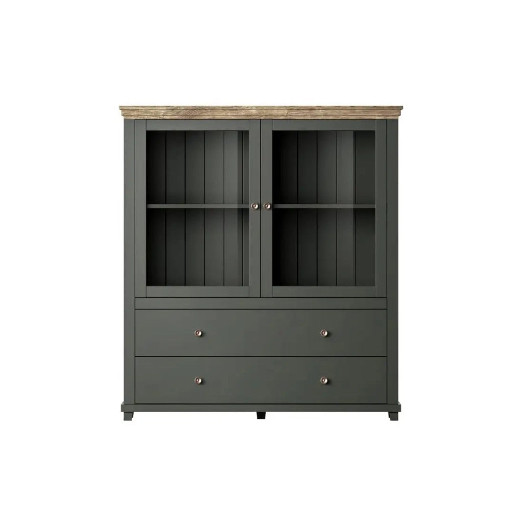Set di 5 mobili per il tuo soggiorno in color verde e rovere. Collezione ASSIA.