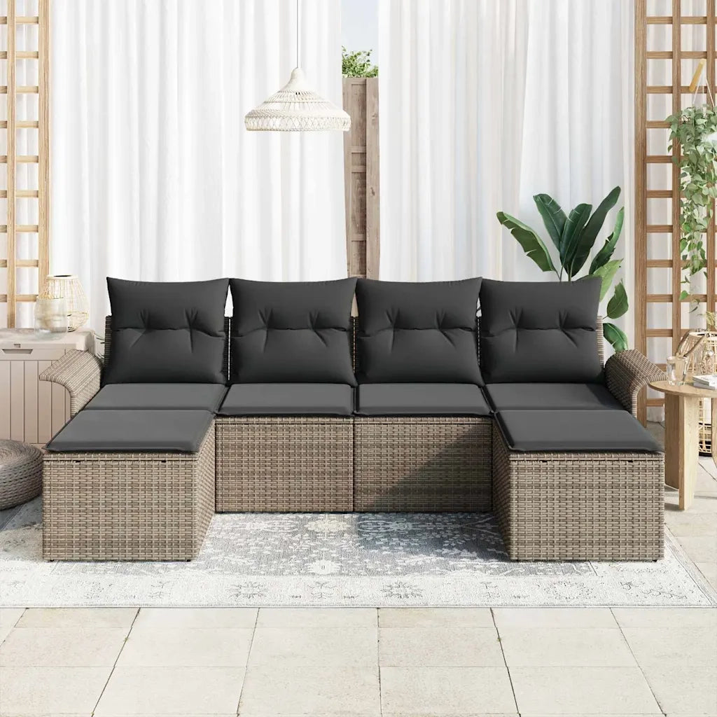 Set Divano da Giardino 6 pcs Grigio polyrattan 3354138