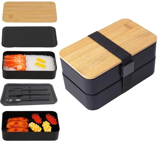 Bento Box Giapponese, Scatola per Pranzo per Adulti e Bambini, Scatola per Pranzo con Cantine, Ideale per il Lavoro, Cibo Salutare da Portare con Sè
