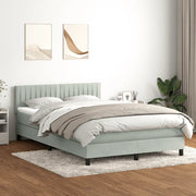 vidaXL Giroletto a Molle con Materasso Grigio Chiaro 160x220cm Velluto