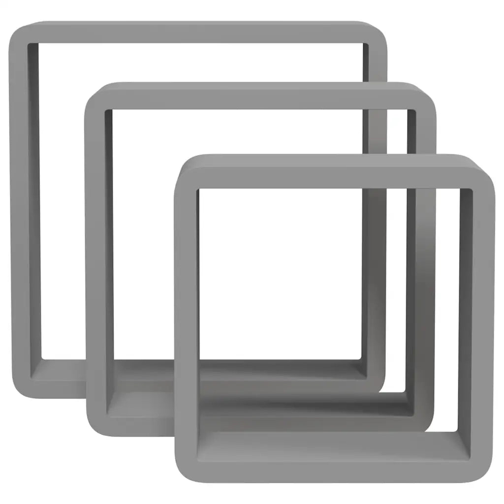 3 pz Mensole a Cubo da Parete | Mensola sospesa Grigie in MDF