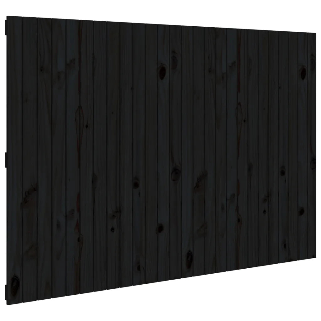 Testiera | Testata da Parete Nera 166x3x110 cm in Legno Massello di Pino