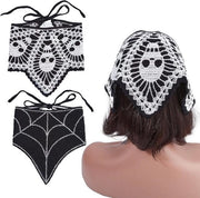 Accessori gotici per donne - 2 pezzi - Fascette Halloween con rete e teschio - Gehacciate