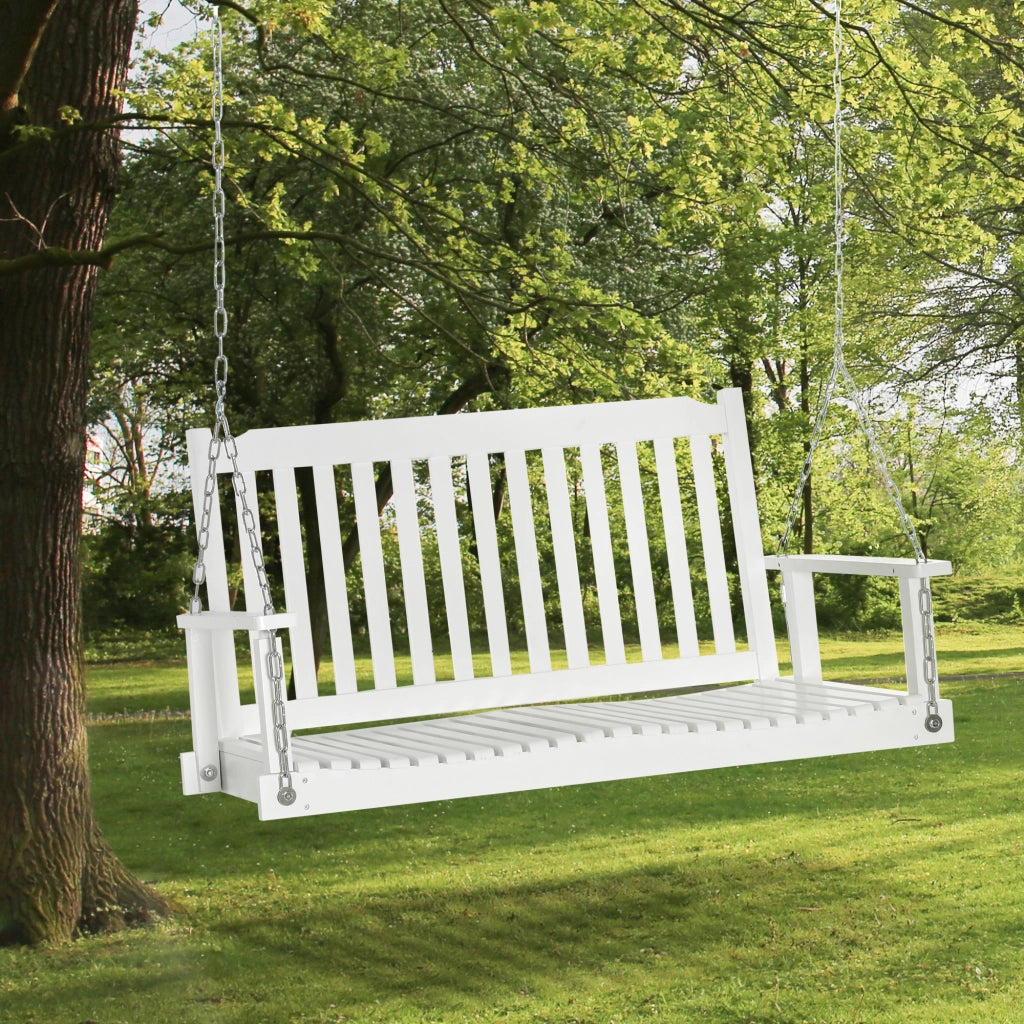 Altalena da giardino per 2 persone ¨C zephmum ¨C bianco massello 117x69x60 cm