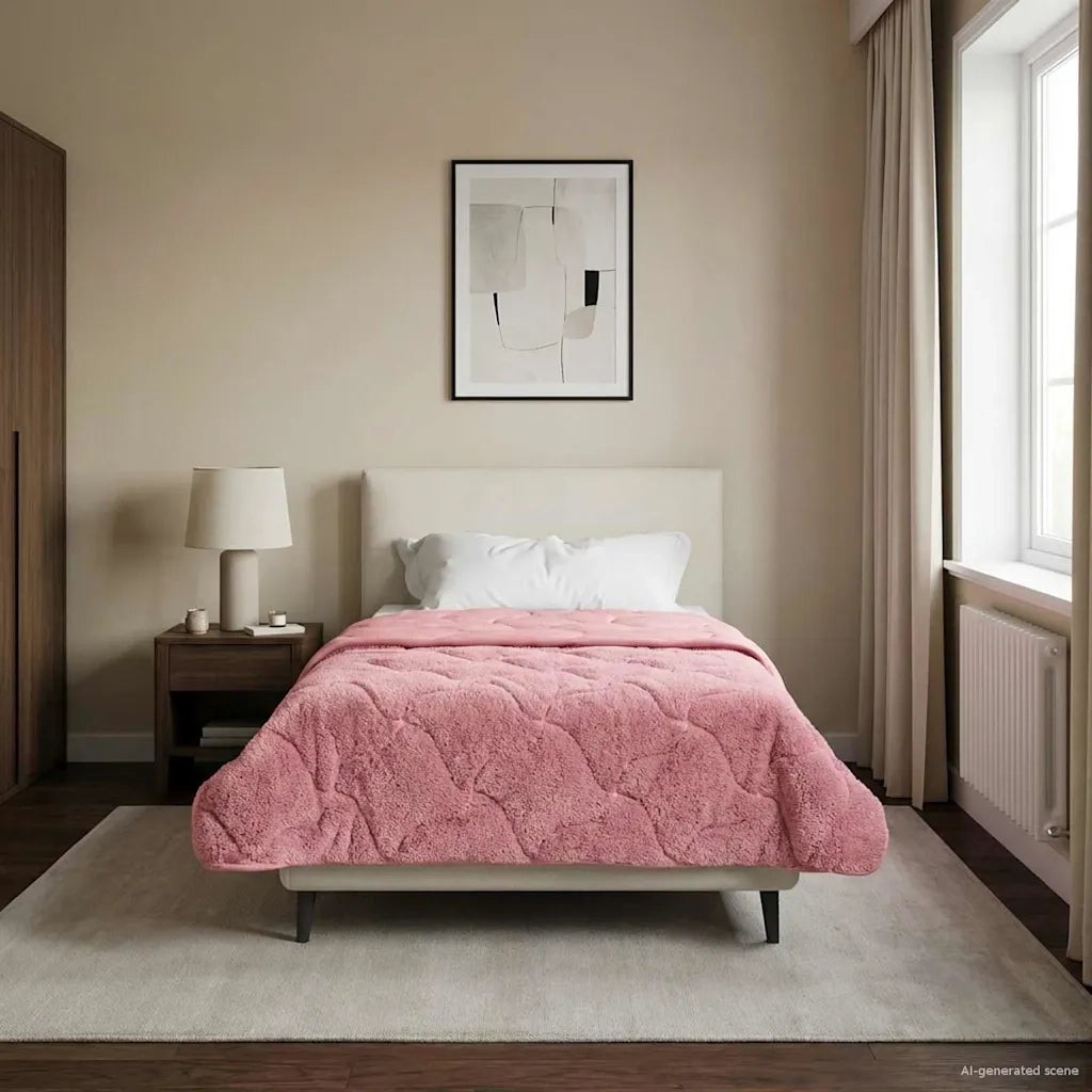 Duvet Invernale Rosa 135 x 200 cm Microfibra e Fleece Teddy 42026337