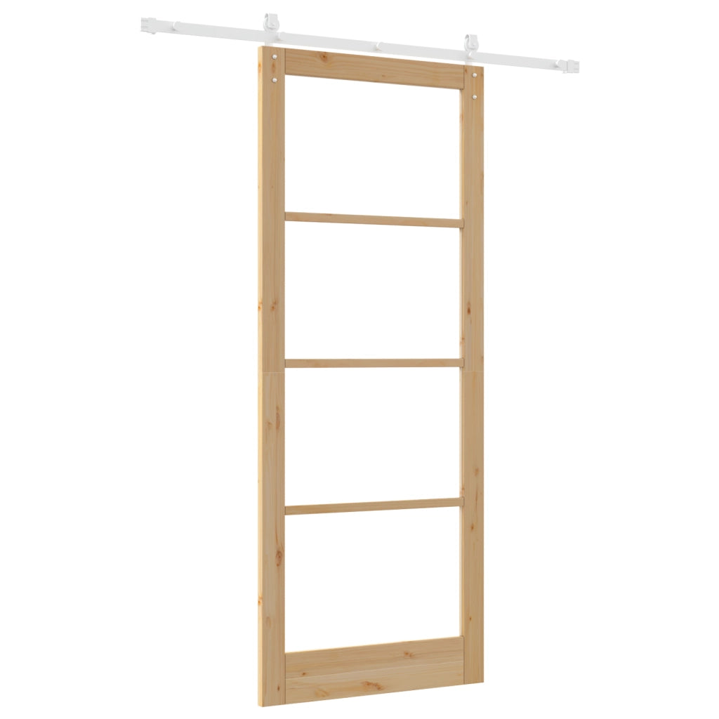 Porta Scorrevole con Set di Ferramenta 'ORKDAL'Legno Solido & Vetro
