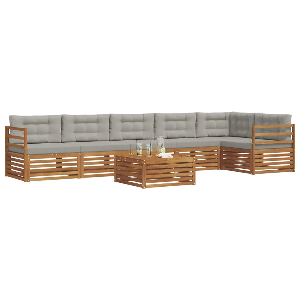 Set di divani da esterno 7 pcs Grigio Naturale e Chiaro