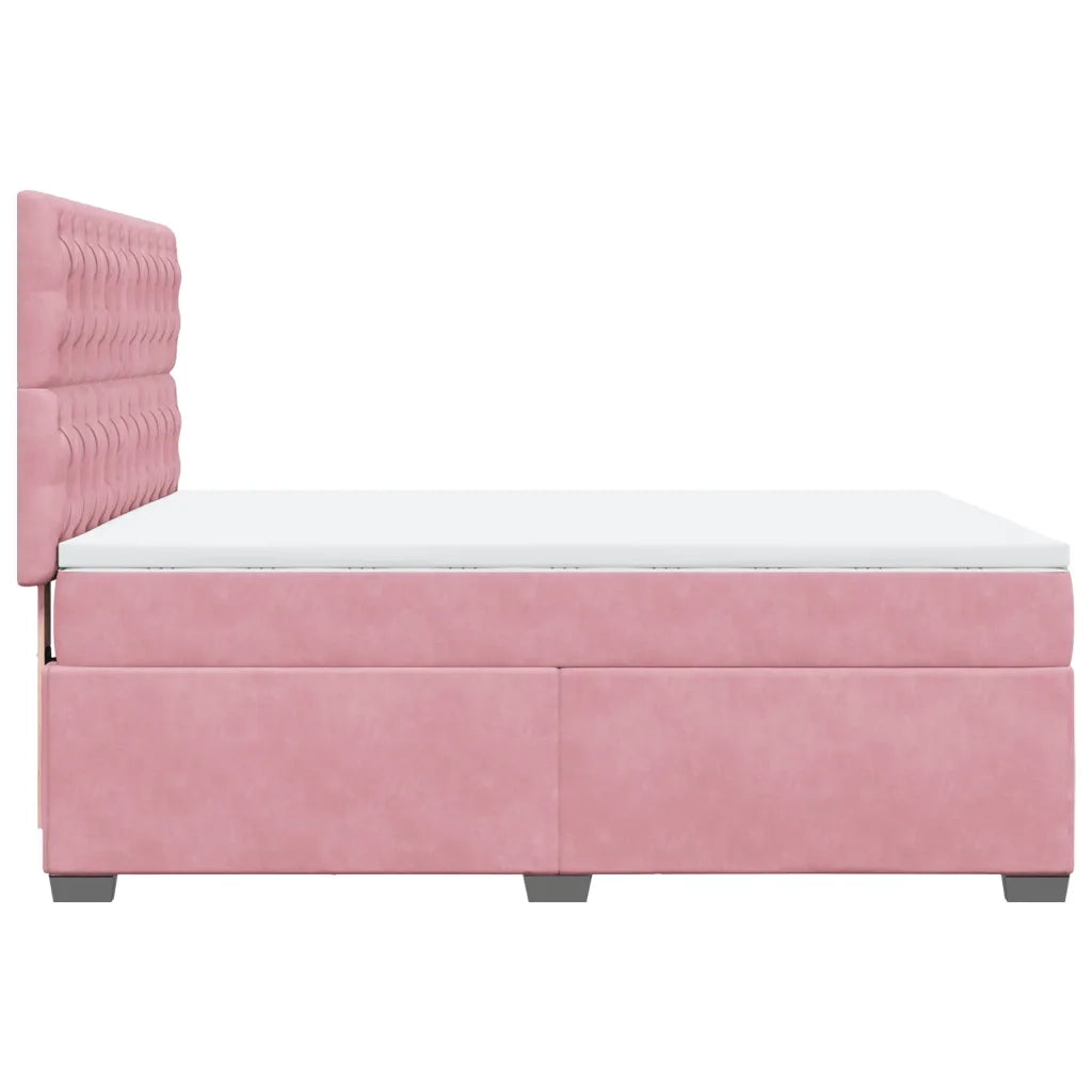 Giroletto a Molle con Materasso Rosa 160x200 cm in Velluto