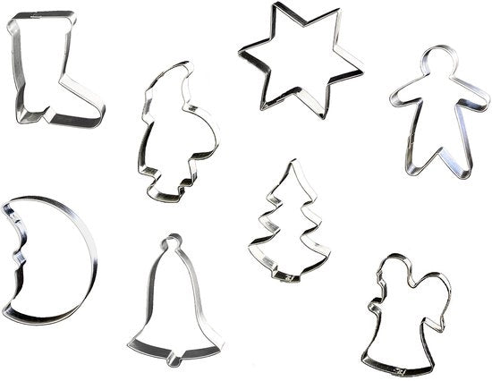 Set di Forme di Biscotti - Dimensioni 10-14 cm - Realizzato in Alluminio - Set da 8 per Natale - Realizzato in Germania
