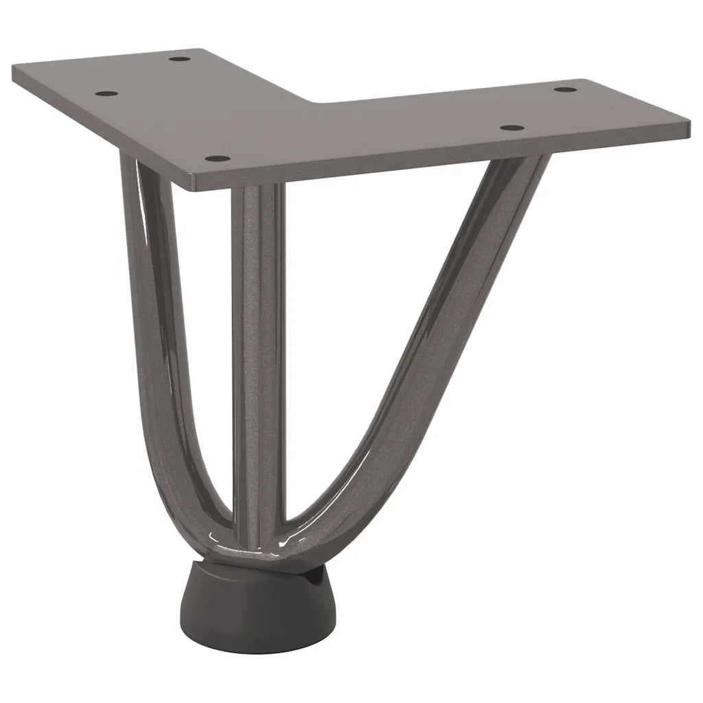 Gambe a forcina per tavolino 4 pz in acciaio naturale 10 cm in acciaio massiccio 4012431