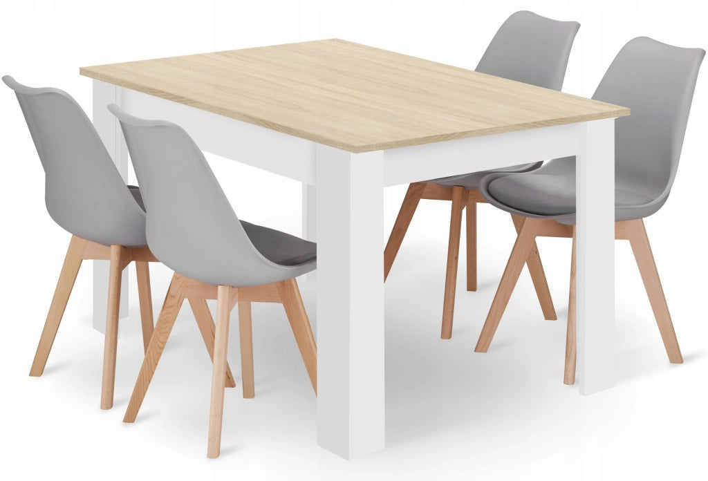 Set tavolo rettangolare Valora Sonoma Oak + 4 sedie grigie x4