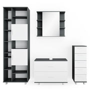 Vicco Set mobili bagno Bianco/antracite 4 parti