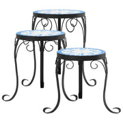 Supporti per piante | Sostegno per piante 3 pz Blu e Bianco in Ceramica