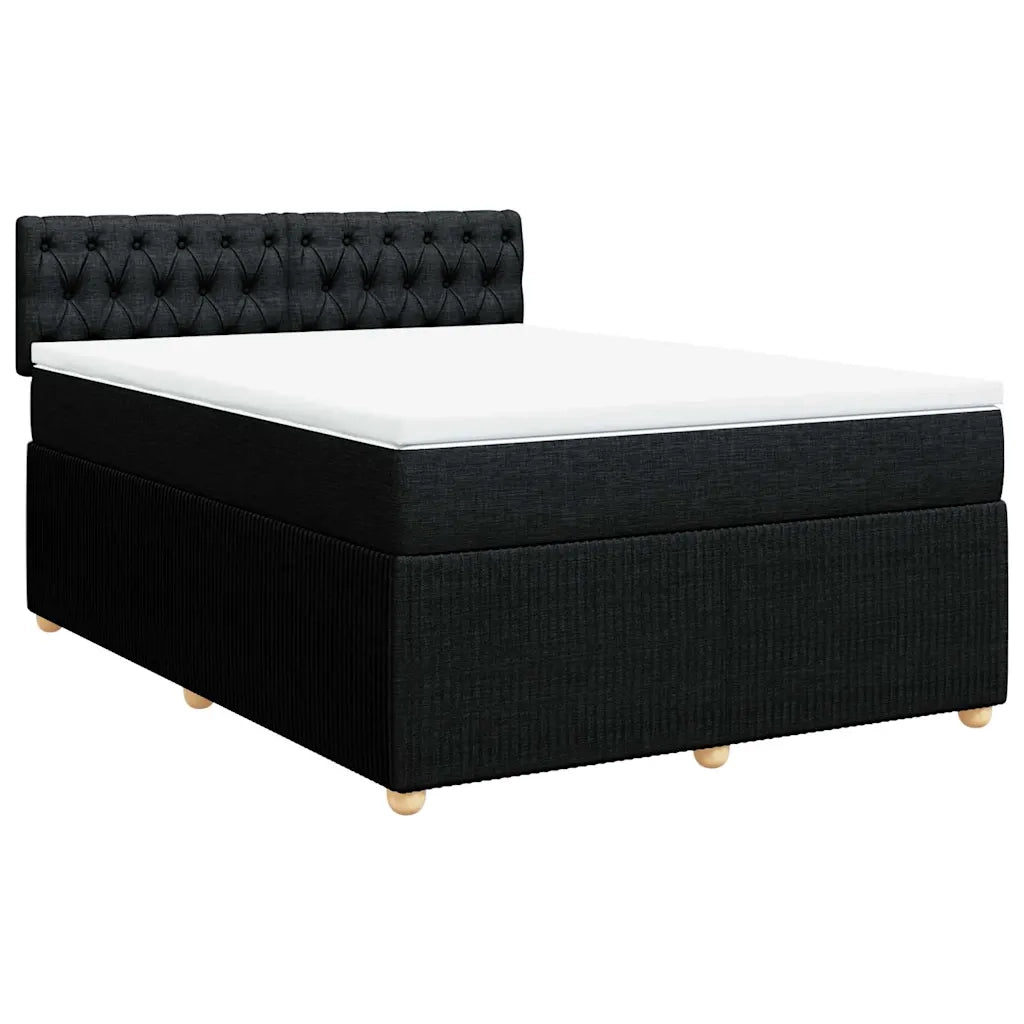 vidaXL Giroletto a Molle con Materasso Nero 140x190 cm in Tessuto