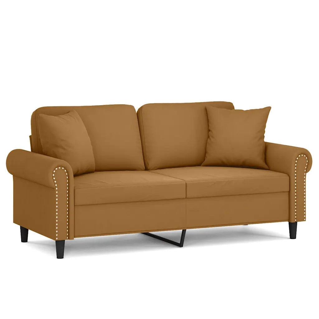 Divano a 2 Posti con Cuscini-Sofa 2 Posti con Cuscini Marrone 140 cm in Velluto