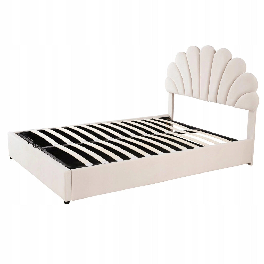 Letto Matrimoniale 140x200 - Xylo - Beige con Fiori