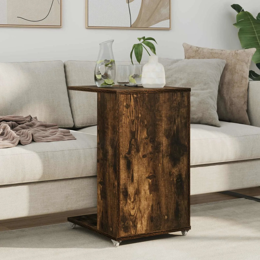Tavolo laterale con ruota Rovere fumé 40 x 35 x 60 cm 8000376