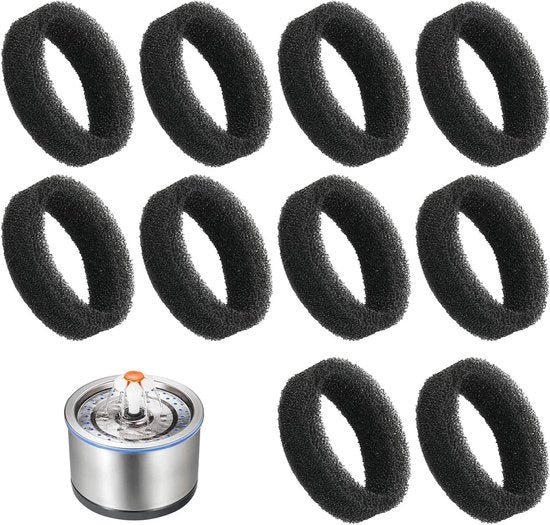 Set di sostituzione per filtro per fontane per gatti - 10 pezzi - Adatto per fontane da 2,2 L/2,5 L - Nero