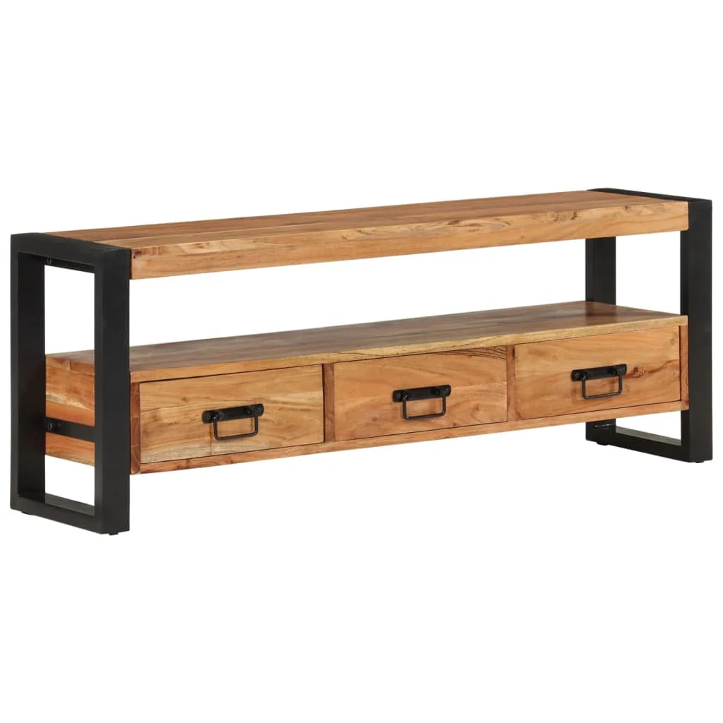 Mobile TV multimediale scaffale TV credenza mobile TV sala da pranzo soggiorno camera da letto 120 x 30 x 45 cm legno massello di acacia marrone 02_0025842