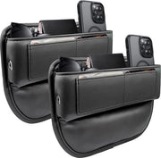 Organizzatore per sedili di auto - riempitore di sedile premium in pelle - accessori per auto per donne e uomini - per auto, SUV e camion - nero 2 pezzi