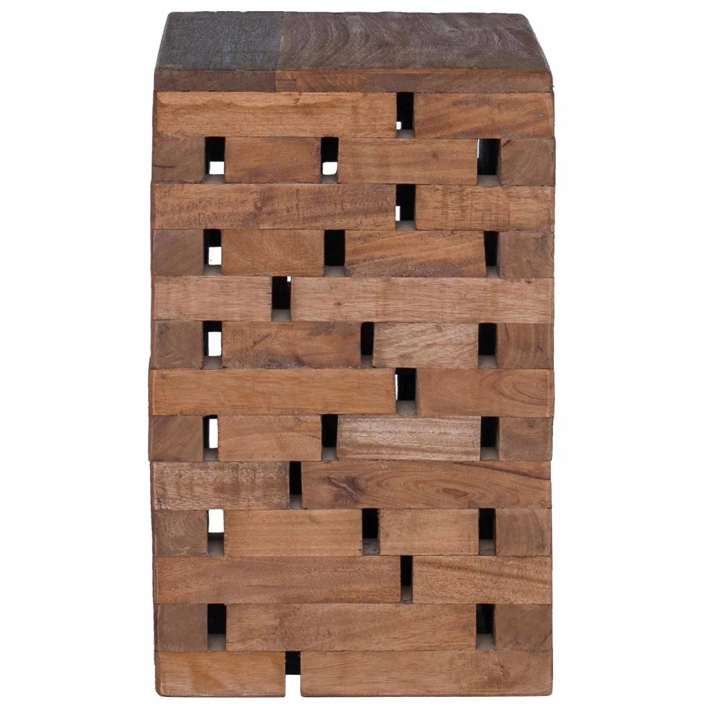 Pouf Naturale 29 x 29 x 48 cm Legno massello di recupero