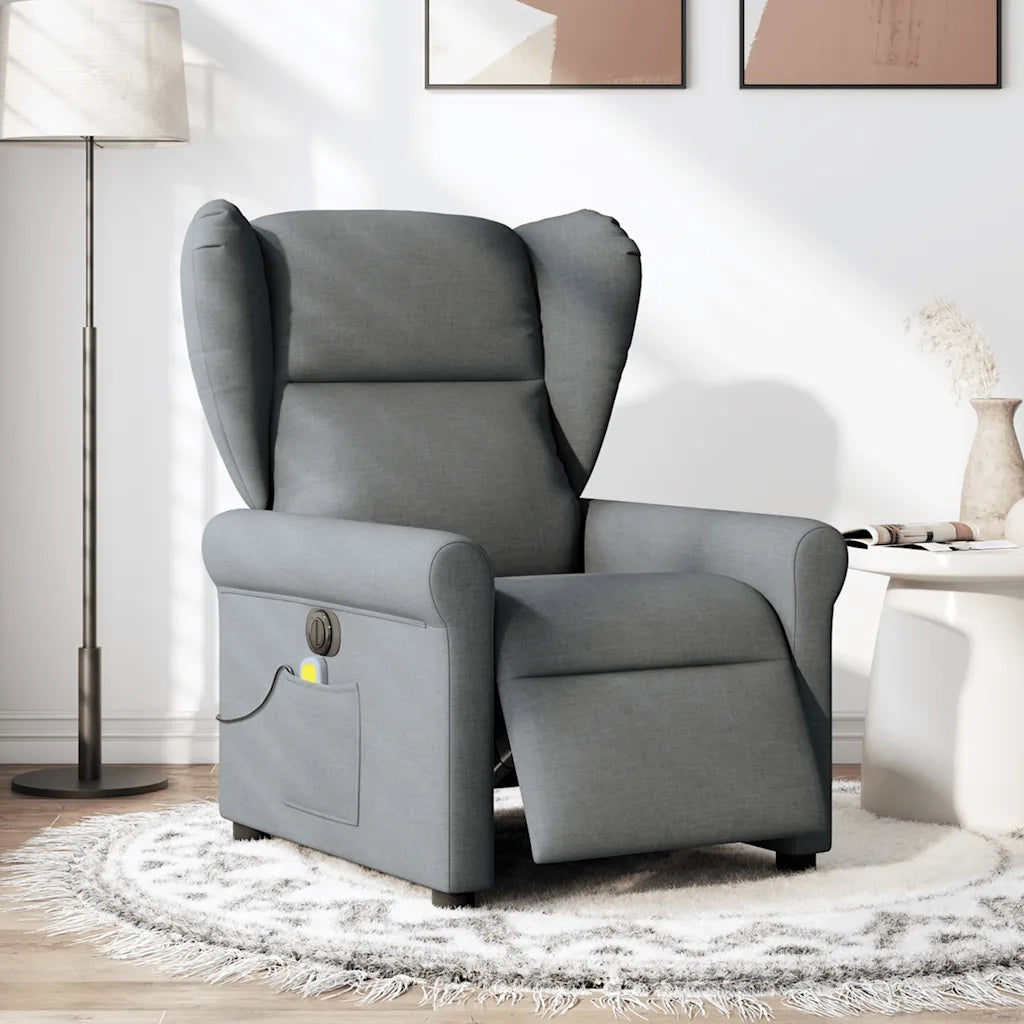 Divano Sedia-Poltrona Reclinabile Massaggio Elettrica Grigio Scuro Tessuto 863984