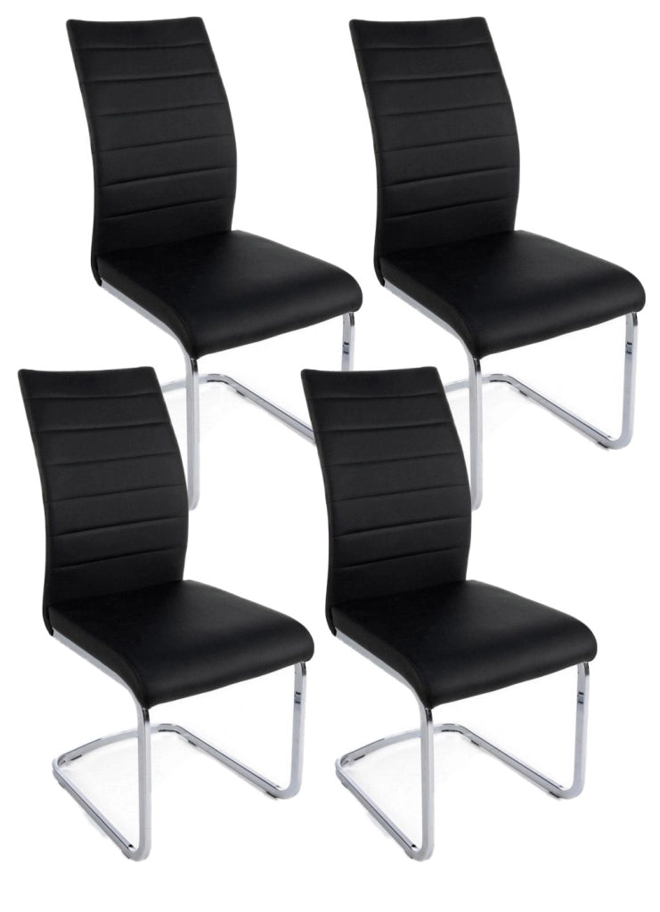 Set 4 Sedie 41x60x98 cm Myra in Ecopelle Nero