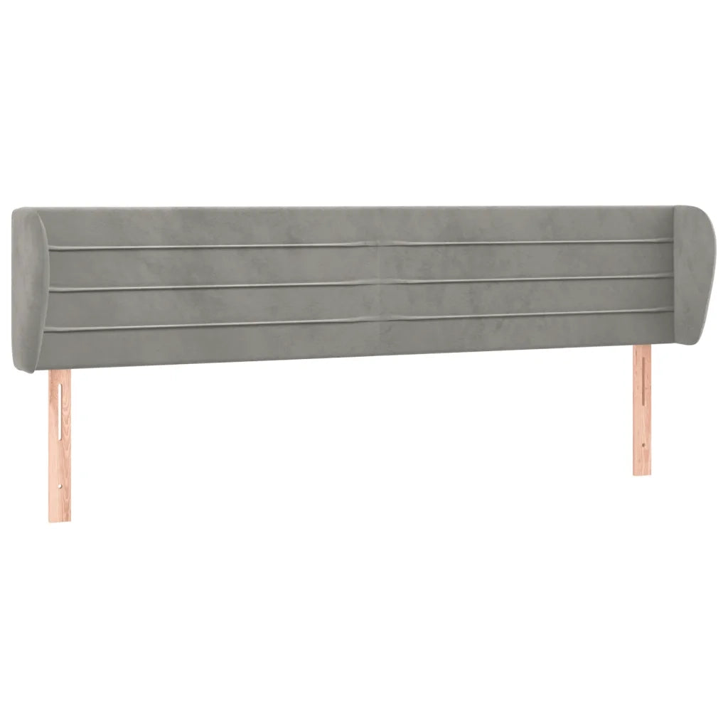 Testiera | Testata ad Orecchio Grigio Chiaro 183x23x78/88 cm in Velluto