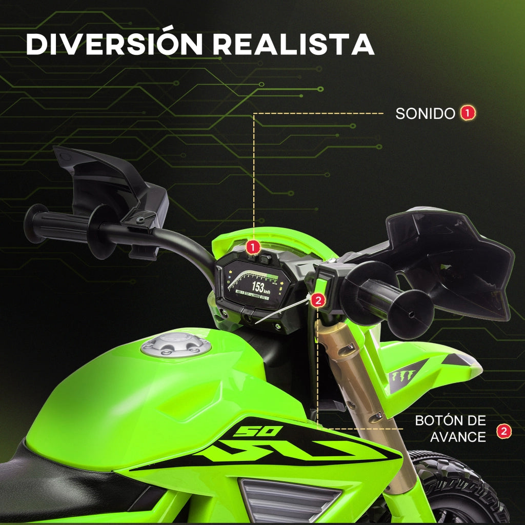 Moto Elettrica Bambini Verde 12V ¨C zephmum ¨C Verde 30 kg
