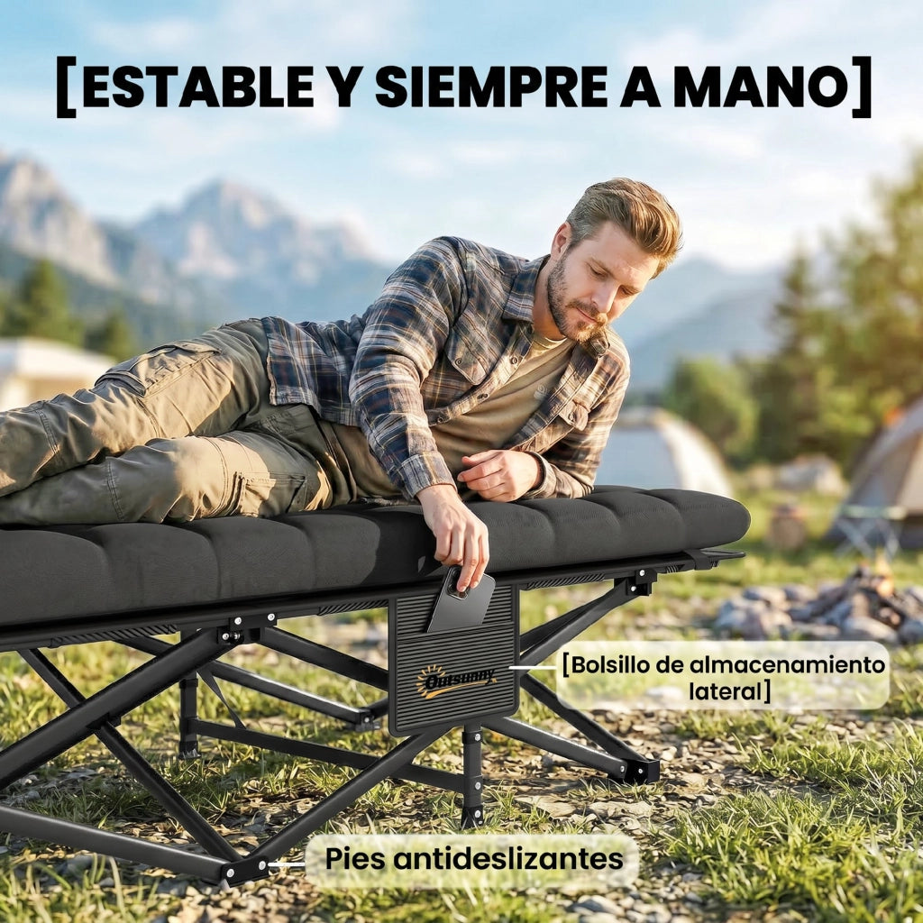 Letto Pieghevole con Materasso Oxford 600D e Testiera ¨C Zephmum ¨C 200 kg Nero