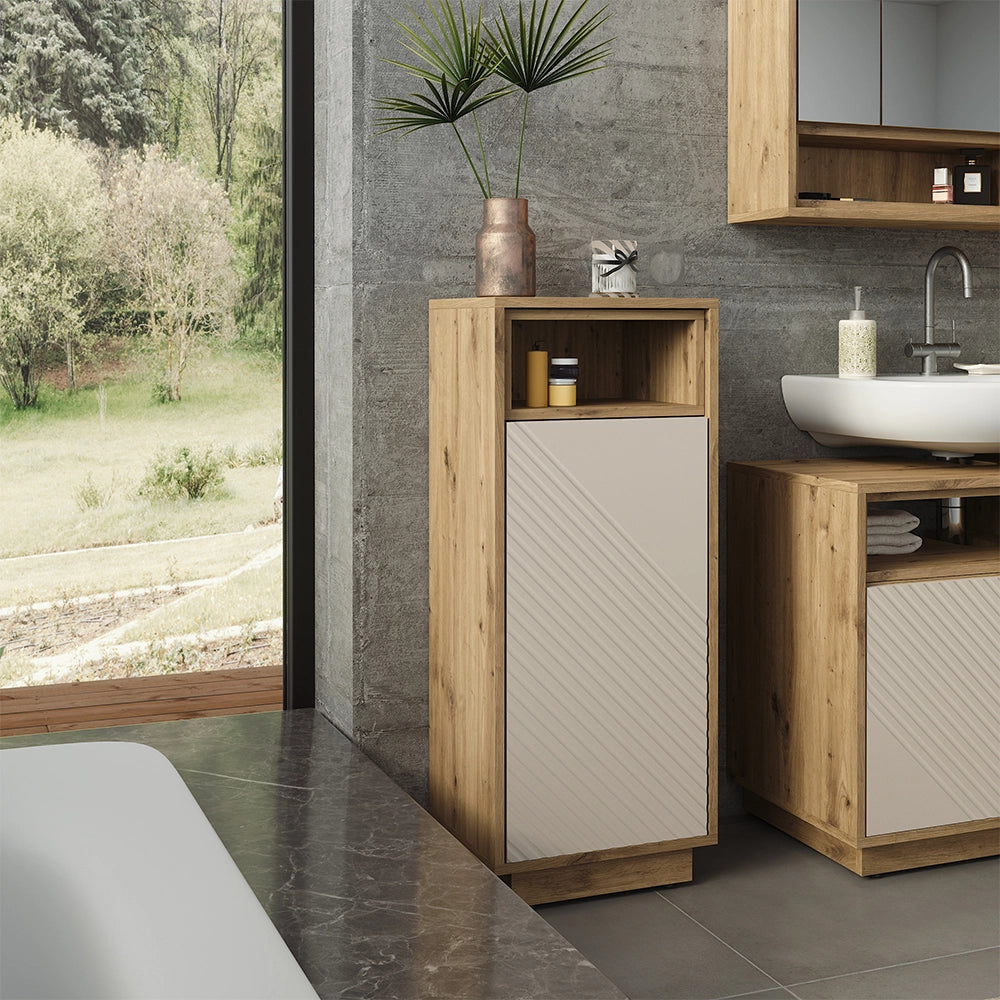Mobiletto bagno Beatrice Cachemire/Rovere artigianale 38 x 93 cm Vicco